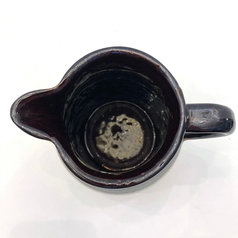 Roseville RRP U.S.A. Pottery Cream & Dark Brown Stoneware Pitcher Signed 5.75